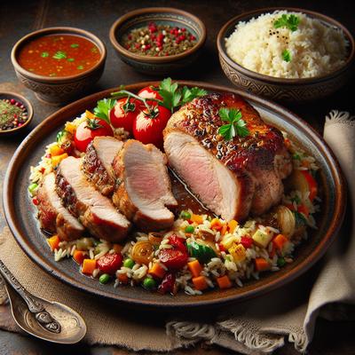 Image of Saucy Pilaf Stuffed Pork Chops