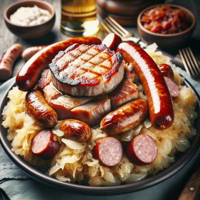 Image of Sauerkraut Smothered with Pork Chops and Sausage