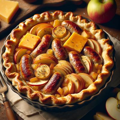 Image of Sausage and Apple Pie in a Cheddar Crust