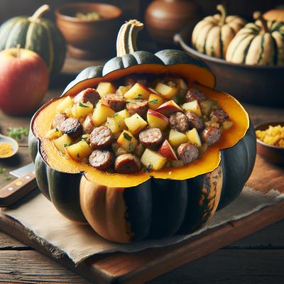 Image of Sausage and Apple Stuffed Acorn Squash