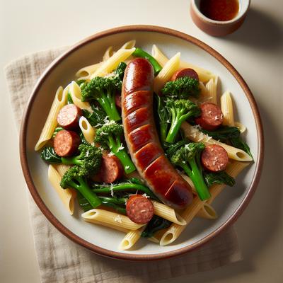 Image of Sausage and Broccoli Rabe Over Pasta