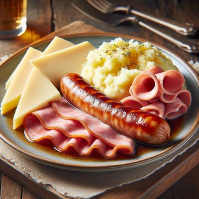 Image of Sausage and Mash with Ham and Cheese