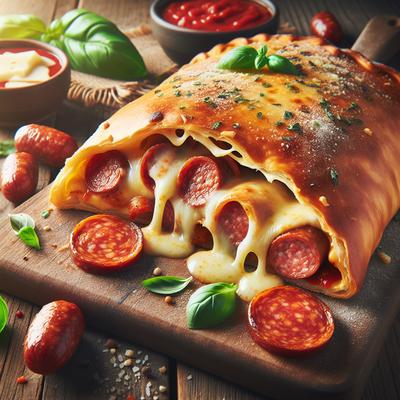 Image of Sausage and Pepperoni Cheese Stuffed Calzone