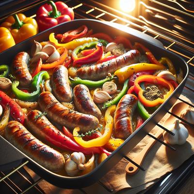 Image of Sausage and Peppers in the Oven