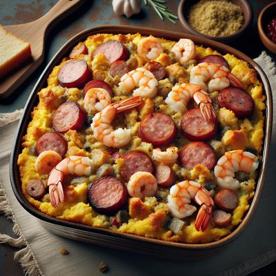 Image of Sausage and Shrimp Cornbread Stuffing Casserole
