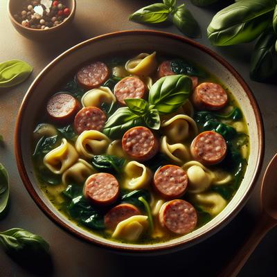 Image of Sausage and Spinach Tortellini Soup