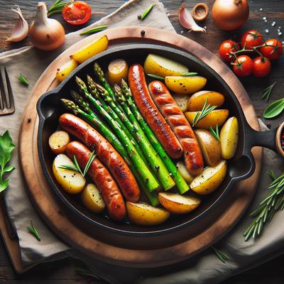 Image of Sausage Asparagus and Potato Skillet