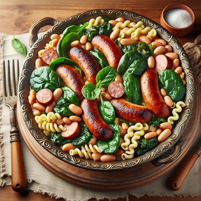 Image of Sausage Beans and Spinach with Macaroni