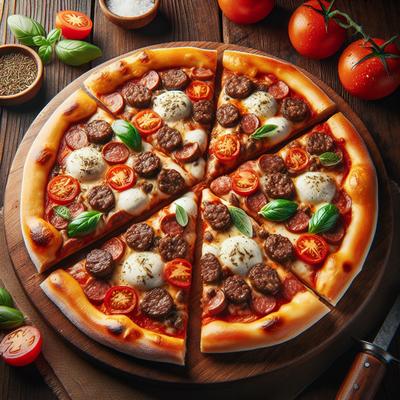 Image of Sausage Beef Mozzarella Stuffed Pizza