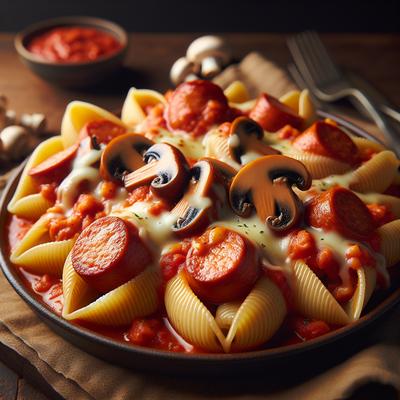 Image of Sausage Cheese Stuffed Shells with Tomato Mushroom Sauce