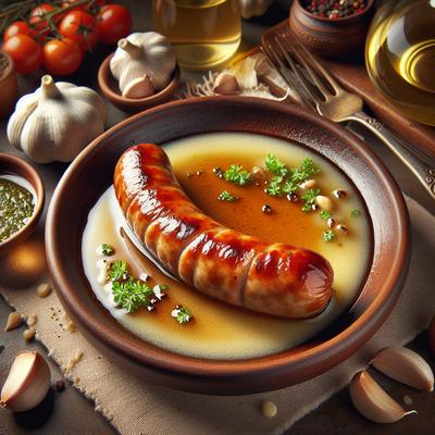 Image of Sausage Cooked in White Wine