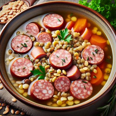 Image of Sausage Lentil and Barley Soup