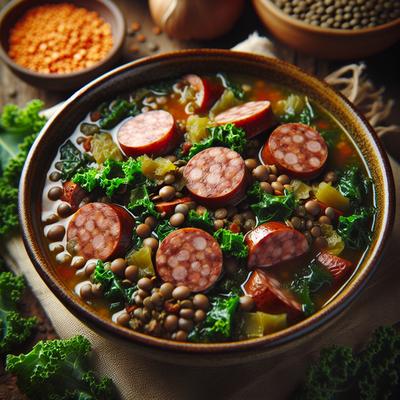 Image of Sausage Lentil and Kale Soup