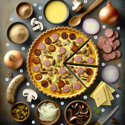 Image of Sausage Onion and Portabella Mushroom Quiche
