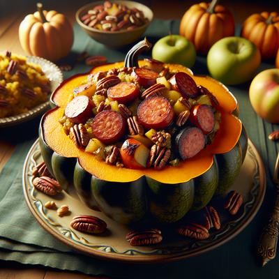 Image of Sausage Pecan and Apple Stuffed Acorn Squash