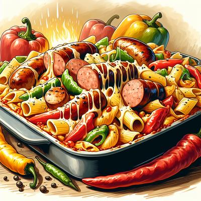 Image of Sausage Peppers and Pasta Casserole