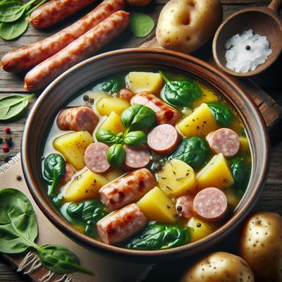 Image of Sausage Potato and Spinach Soup