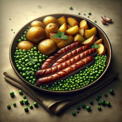 Image of Sausage Potatoes and Peas