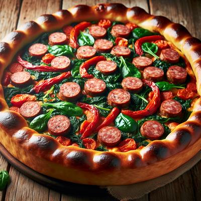 Image of Sausage Roasted Red Pepper and Spinach Torta Rustica