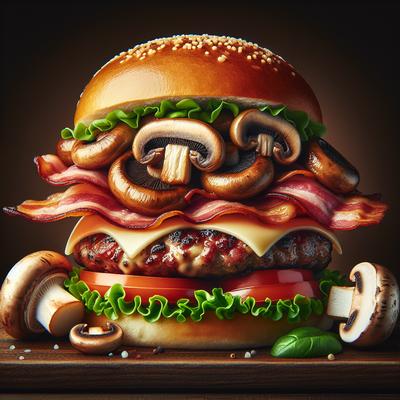 Image of Sausage Shrooms and Bacon Burger