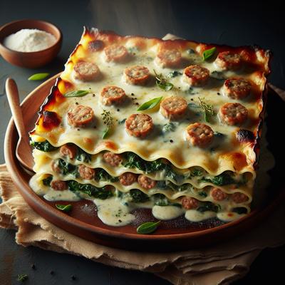 Image of Sausage Spinach Alfredo Lasagna