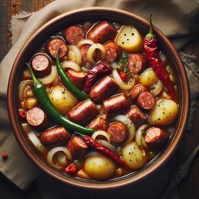 Image of Sausage Stew with Pepper Onions and Potatoes
