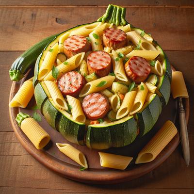 Image of Sausage Stuffed Zucchini with Penne Pasta