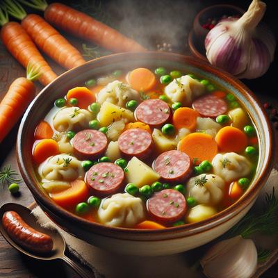 Image of Sausage Vegetable Soup with Dumplings