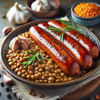 Image of Sausage with Garlic Lentils
