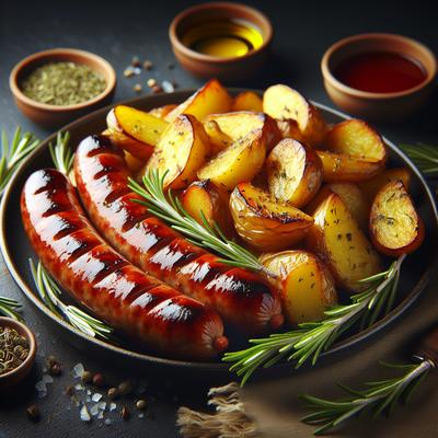 Image of Sausages with Potatoes and Rosemary