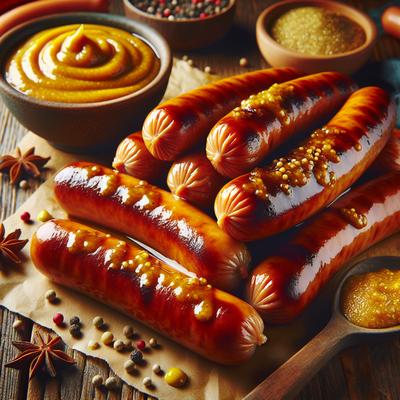 Image of Sausages with Sweet Hot Mustard