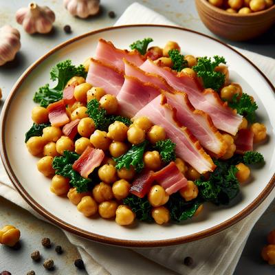 Image of Sauted Chickpeas with Ham and Kale