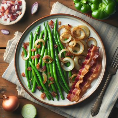 Image of Sauted Green Beans and Onions with Bacon