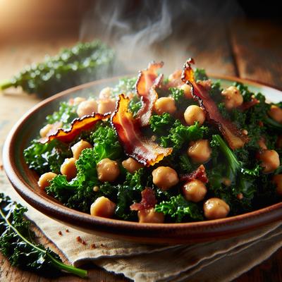 Image of Sauted Kale with Chickpeas and Pancetta
