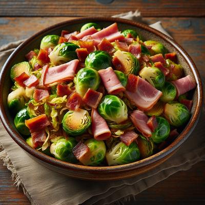 Image of Sauted Shredded Brussels Sprouts with Smoked Ham