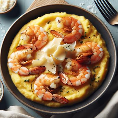 Image of Sauted Shrimp with Polenta and Manchego Sauce