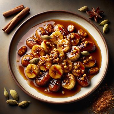 Image of Sauteed Bananas with Cardamom Praline Sauce