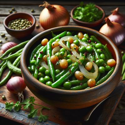 Image of Sauteed Beans and Pearl Onions