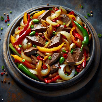 Image of Sauteed Beef Liver with Onions Peppers