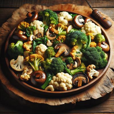 Image of Sauteed Broccoli Cauliflower and Mushrooms