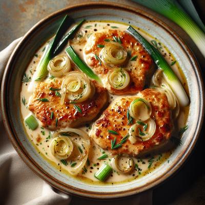 Image of Sauteed Chicken Cutlets with Vermouth Leek and Tarragon Pan Sa