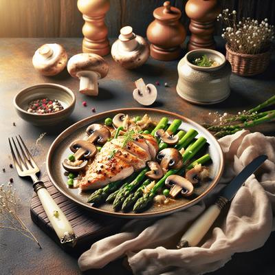 Image of Sauteed Chicken with Asparagus and Mushrooms