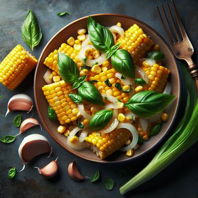 Image of Sauteed Corn with Basil Onion and Garlic