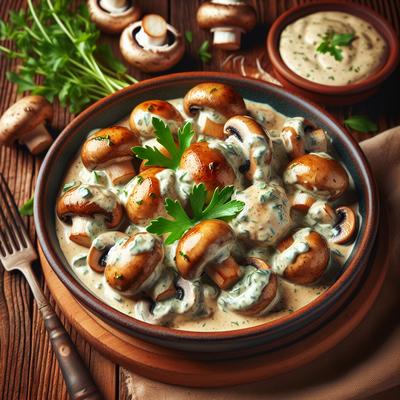 Image of Sauteed Mushrooms with Tarragon Cream Sauce