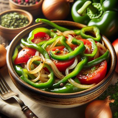 Image of Sauteed Onion Green Pepper Tomato Salad