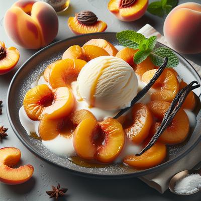 Image of Sauteed Peaches with Vanilla Ice Cream