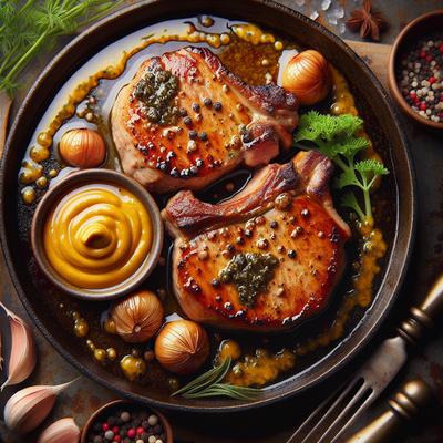 Image of Sauteed Pork Chops with Mustard and Tarragon Sauce for Two