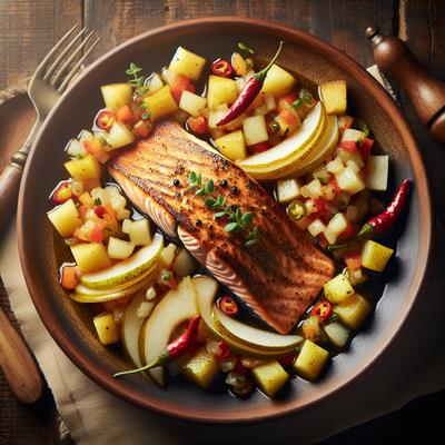 Image of Sauteed Salmon with Pear Pepper Salsa