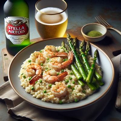 Image of Sauteed Shrimp and Arborio Risotto Stella Artois Asparagus Tips