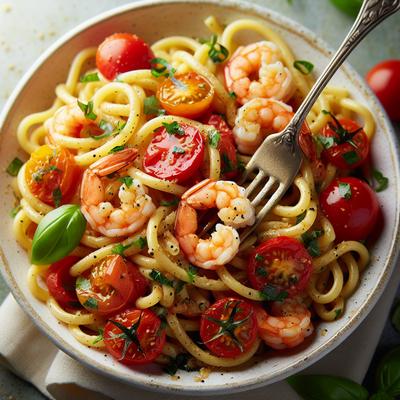 Image of Sauteed Shrimp and Tomato Pasta